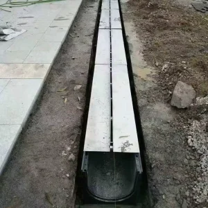 Outdoor Shower Linear Floor Drain and Polymer Concrete Drainage Channel with Stainless Steel Gutter