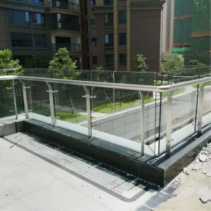 Outdoor Stairs Modern Glass Handrail Stainless Steel Hotel Stair Frame Glass Railing