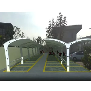 Outdoor Steel Cantilever Membrane Structure Car Shed Parking Tents PVDF PTFE Top Roof Carport Canopy Covers Garage Tent
