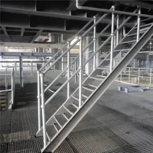 Outdoor Steel Stairs Galvanized Steel Grating Industrial Design Welded Metal Stair Step Treads for Fire Escape Staircase