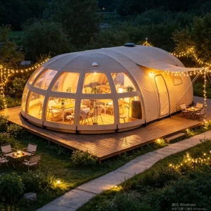 Oval PVC Coated Fabric Tent with Keel Frame Windows Doors Glamping Hotel Restaurant Canopy