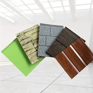 PU Metal Siding Sandwich Wall Panel Embossed Surface Exterior Wall Panels Thermal Insulation for Modern Architecture Projects