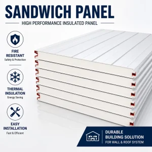 PU Polyurethane Sandwich Panel Exterior Wall Panel Commercial Building Thermal Insulation Application