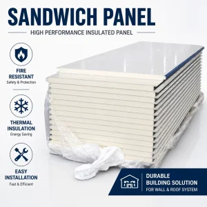 PU Sandwich Fireproof Insulated Eco Friendly Modern Metal Construction System for Warehouse Workshop Factory Building Walls