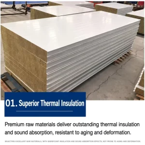 PU Sandwich Panel Rock Wool Sandwich Panel PU Edge Sealed Rock Wool Composite Panel Manufacturer