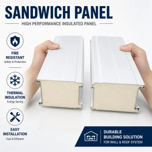 PU Sandwich Panels Eco Friendly Fire Water Resistant Roof Insulation for Modern Steel Buildings Workshops Warehouses Outdoor Use
