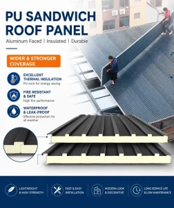 PU Sandwich Roof Panel Rapid Assembly Polyurethane Insulation Sheet for Warehouse Workshop
