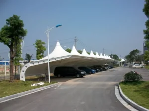 PVDF Membrane Structure Steel Frame Car Garage Shelter Durable Tensile Canopy for Car Parking