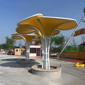 PVDF Membrane Structure Sunshade Tent Steel Frame Permanent Landscape Canopy Tensile Structure Eco Friendly Garage Hotel School
