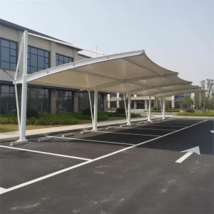 PVDF Pull Rod Carport Garage Shed Canopy Tent Steel Structure Tensile Membrane Roof Fire Resistant Eco Friendly