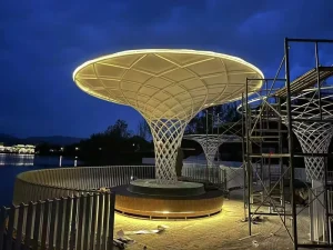 Personalized Stainless Steel Tree shaped Lighting with Canopy Creating a Creative Effect for Outdoor Festive City Squares