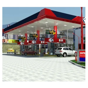 Petrol Station Canopy Roof Structural Steel Stanchions Space Frame Canopy for Gas Station