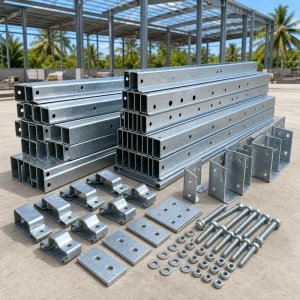 Philippines Typhoon Seismic Galvanized Eave Strut Wall Girt and Clip Accessories for Prefabricated Steel Factory Buildings