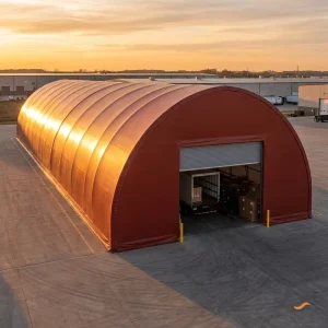 Phosphate Resistant Industrial Bulk Storage Shelter Farm Monopitch Half Arch 20x40m Green PVC for Urea Ammonium Nitrate