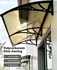 Polycarbonate Door Window Awning with Plastic Steel Bracket Waterproof UV Resistant Outdoor Canopy Free Custom Design