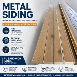 Polyurethane Sandwich Panel Textured Metal Wall Cladding Decorative PU Board for Building Renovation