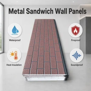 Polyurethane Sandwich Wall Panels Decorative Exterior Wall System Lightweight Insulated Metal Siding for Modular Homes and Cabin