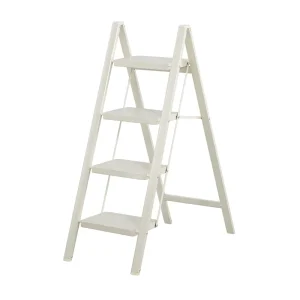 Portable Folding 4-Step Heavy-Duty Steel Step Stool Ladder with Handrail, Anti-Slip Wide Pedals and Safe-Lock