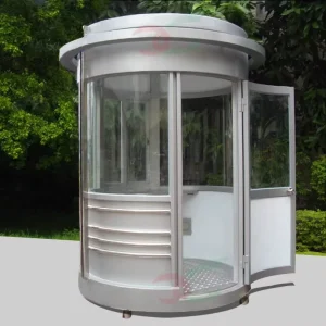 Portable Round Stainless Steel Security Kiosk Prefab Guard House Mobile Sentry Box Ticket Booth