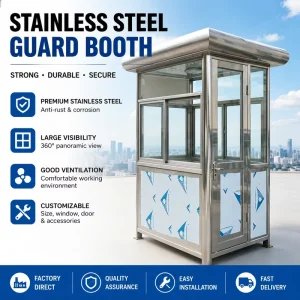 Portable Security Post Prefabricated House Guard Stainless Steel Cabin Mobile Access Control Entry Parking Booth for Outdoor
