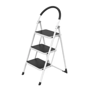Portable Stainless Steel Lightweight Folding Step Stool with Handrail 3 Steps for Home and Living Room Furniture