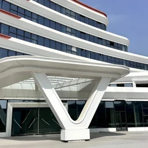 Powder Coated Aluminum Curtain Wall Panel Fireproof Waterproof Facade Cladding for Office Building and Shopping Mall Design