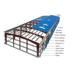 Pre Fabricated Warehouse Steel Structure Commercial and Agriculture Red Iron Steel Building