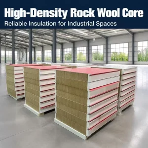 Prefab Fireproof Rock Wool Sandwich Board Heat Resistant Anti Seismic Acoustic Wall Panel for Modern Workshop Building