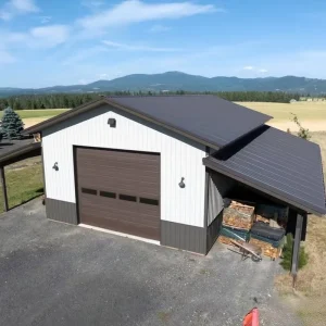 Prefab Galvanized Steel Carport with Side Storage Shed