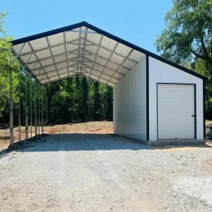 Prefab Heavy Duty Galvanized Metal Steel Carport With Side Storage Shed