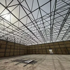 Prefab Light Steel Workshop Arch Roof Structure With Bolt Ball Connection For Structural Roofing
