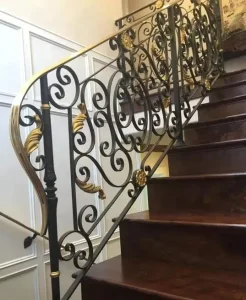 Prefab Stainless Steel & Wrought Iron Frameless Wall Mounted Stair Railings Decorative Indoor Stair Railing for Villa Home