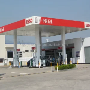 Prefab Steel Structure Gas Petrol Station Fuel Canopy Truck Canopy Building Space Frame Truss Roof Structure