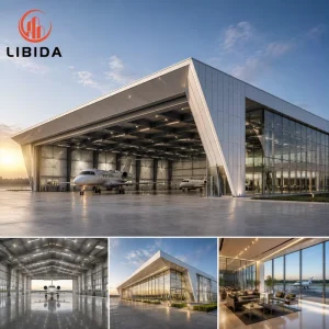 Prefabricated Clear Span Steel Aircraft Hangar Wind Snow Earthquake Resistant