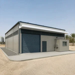 Prefabricated Metal and Steel Garage Shed with Roller Door for Office Equipment Storage