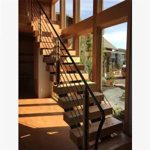 Prefabricated Outdoor Aluminum Tread Glass Railing Modern Straight Stairs