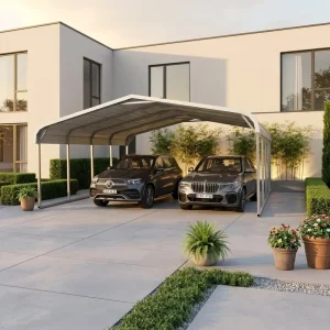 Prefabricated Outdoor Double Car 20x20ft Modular Metal Steel Carport Portable Car Garage Canopy Vehicle Shelter Kit