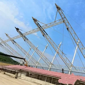 Prefabricated Stadium Roof Truss Steel Structure Tensile Membrane Support System