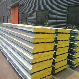 Prefabricated Steel Structure Building Construction Material Fiberglass Glass Wool Sandwich Panel