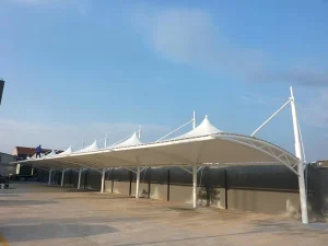 Prefabricated Steel Structure Building Tensile Membrane Roof Shading Carport Canopy Shed