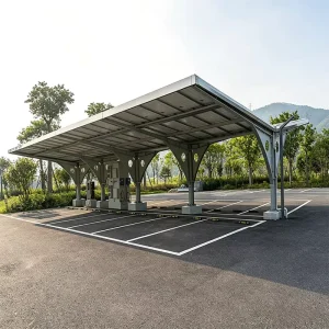 Prefabricated Steel Structure Carport Parking Canopy, Outdoor Shed for Cars, Waterproof, Hotel and Mall Use