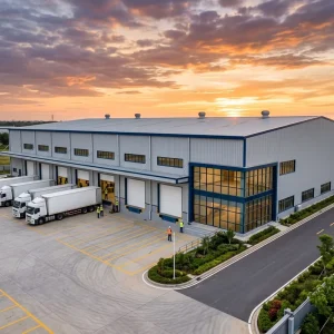 Prefabricated Steel Structure Warehouse Building for Logistics Park and E commerce Sorting Center With Insulated Sandwich Panels