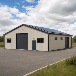 Prefabricated Steel Structure Warehouse Solar Panel Roof Snow Load Gable Roof Metal Garage Workshop Storage Custom