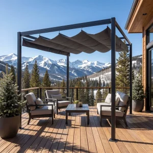 Professional 10x13ft 10x10ft Steel Frame Pergola With Retractable Sliding Canopy for Residential Courtyard Bulk Order