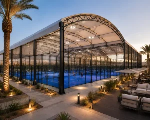 Professional Roofed Padel Court with Steel Structure Canopy for Outdoor Sports Club Project