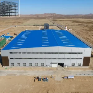Q235 Q345 Steel Structure Industrial Shed Prefab Warehouse Steel Workshop Anti-rust Paint Roller Door