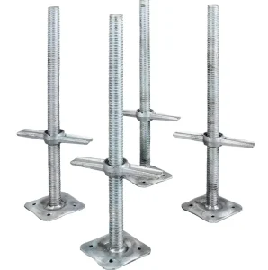Q235 Steel Adjustable Hot Dip Galvanized High Strength U Head Bottom Jack Base Plate Formwork Scaffolding 100 500KG
