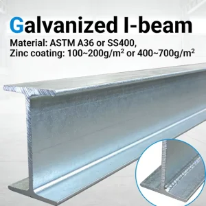 Q235B SS400 ASTM Hot Dip Galvanized I Beam IPN Profile for Marine Construction Coastal Infrastructure 20 Years Manufacturer