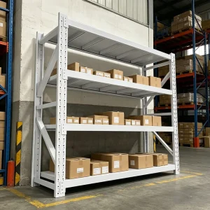 Quick-Assembly Bolt-Free Multi-Tier Cold-Rolled Steel Storage Rack for Workshop, Retail Boxes, and Parts