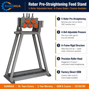 Rebar Pre-straightening Infeed Rack Multi-Roller Wire Rod Pre-leveling Feed Stand for Straightening Machine